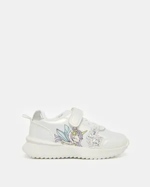 Girls White Unicorn Trainer