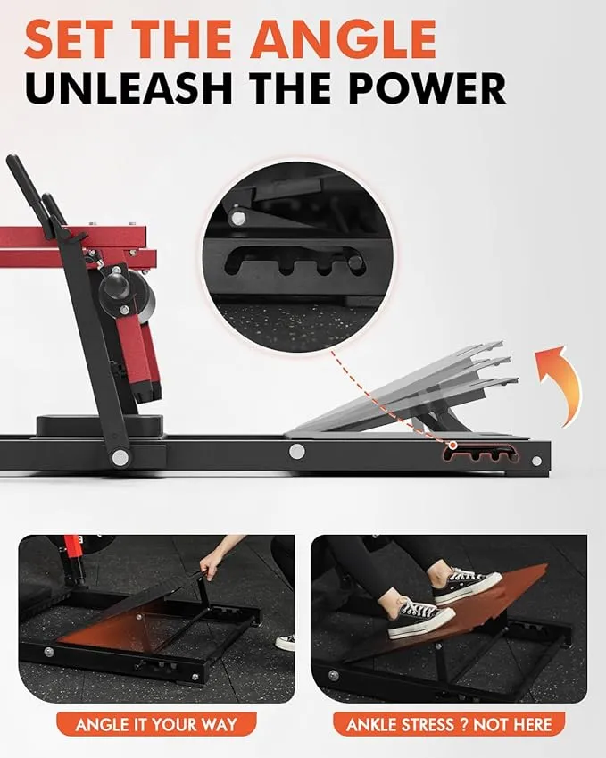 GMWD Hip Thrust Machine, 800LBS Plate-Loaded Glute Bridge Machine with Weight Holder, Heavy Duty Butt Exercise Equipment for Glute Muscles Building and Butt Shaping, Adjustable Footboard, Red