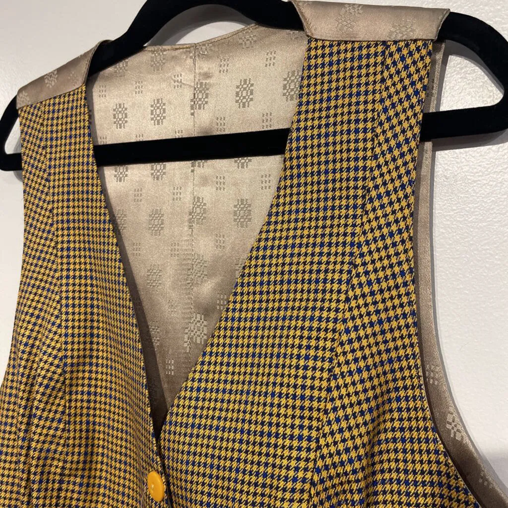 Gold and Blue Houndstooth Vest
