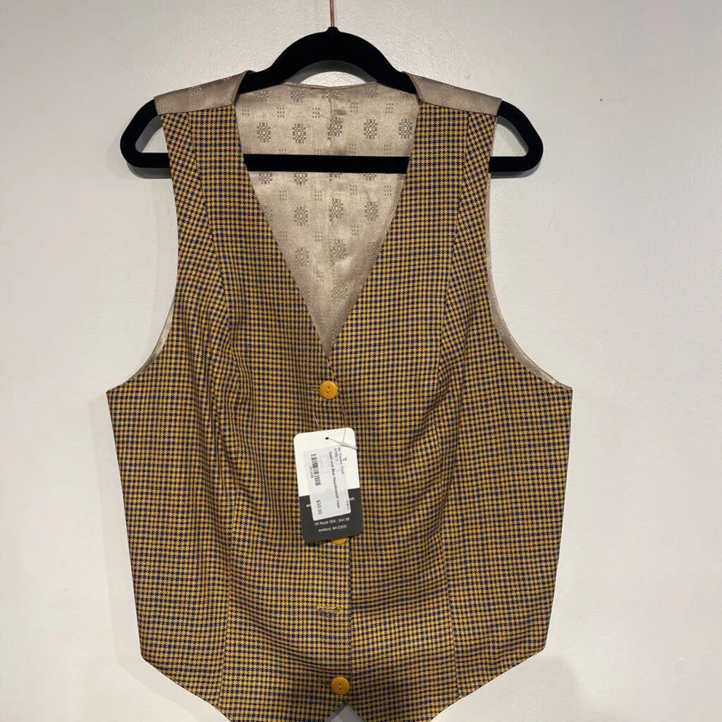 Gold and Blue Houndstooth Vest