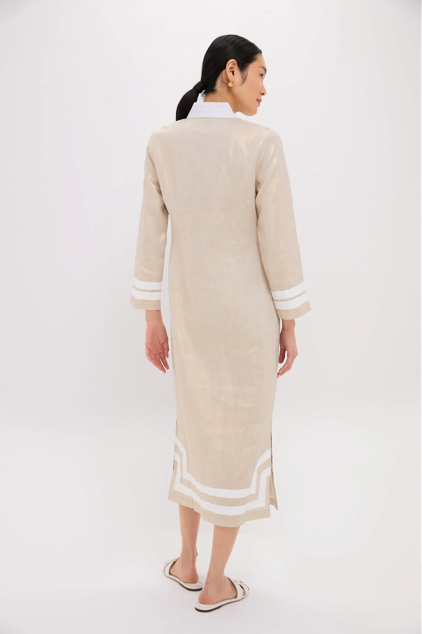 Gold Long Sleeve Classic Maxi Tunic Dress