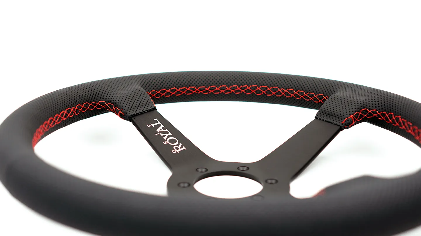 Grip Royal Steering Wheel - Perforated Leather Red Stitch Brute (Official Collab)
