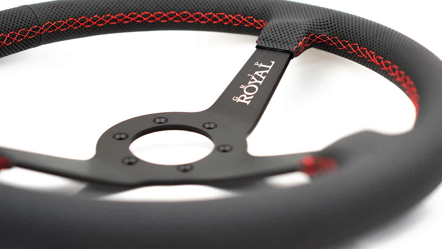 Grip Royal Steering Wheel - Perforated Leather Red Stitch Brute (Official Collab)