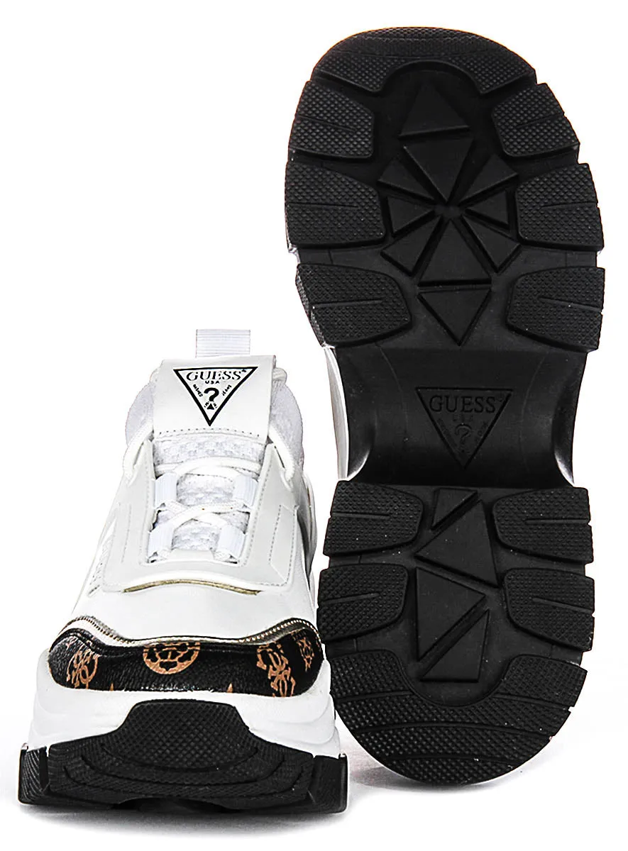 Guess Braydin Sneaker In White Brown For Women