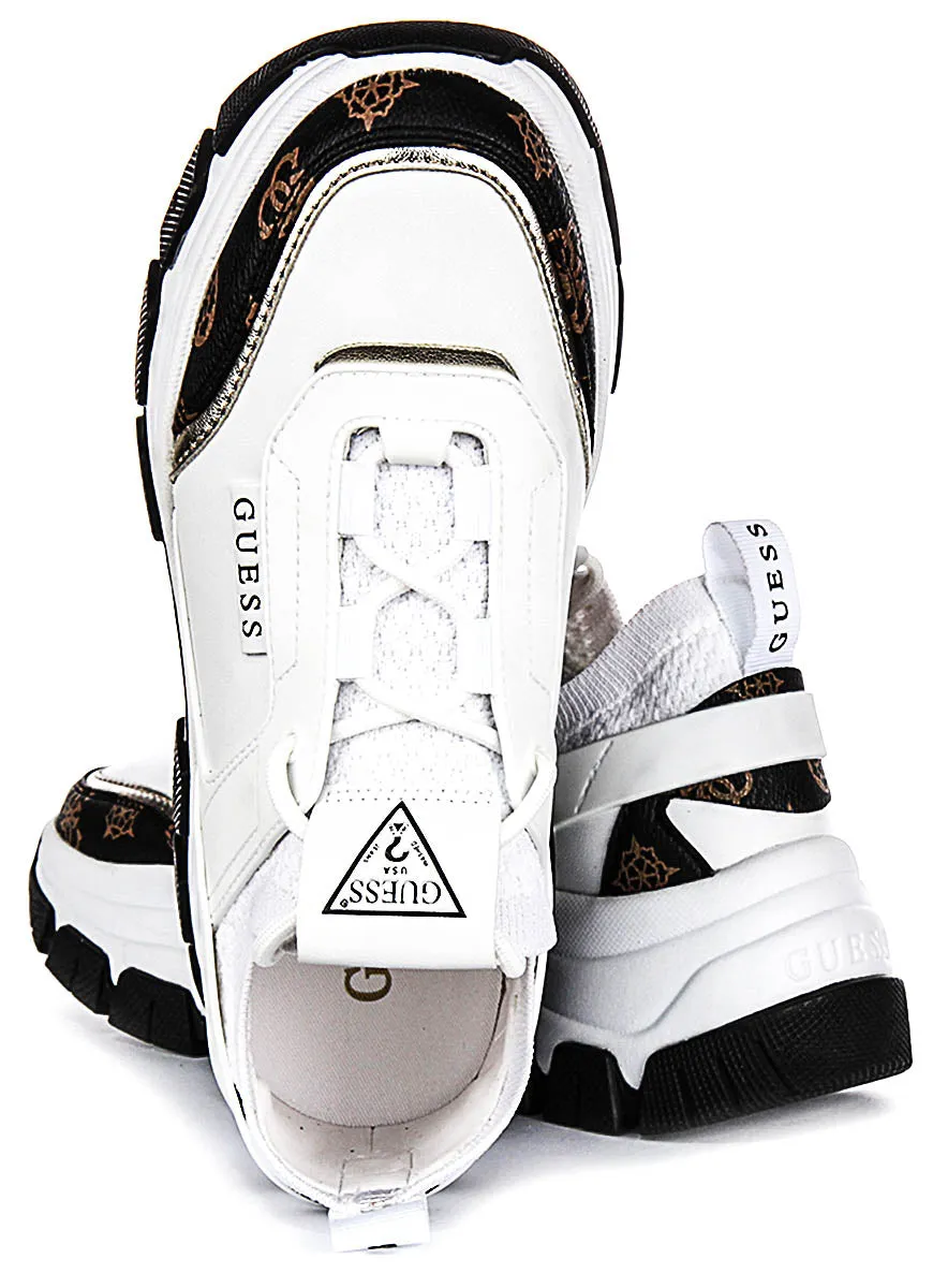 Guess Braydin Sneaker In White Brown For Women