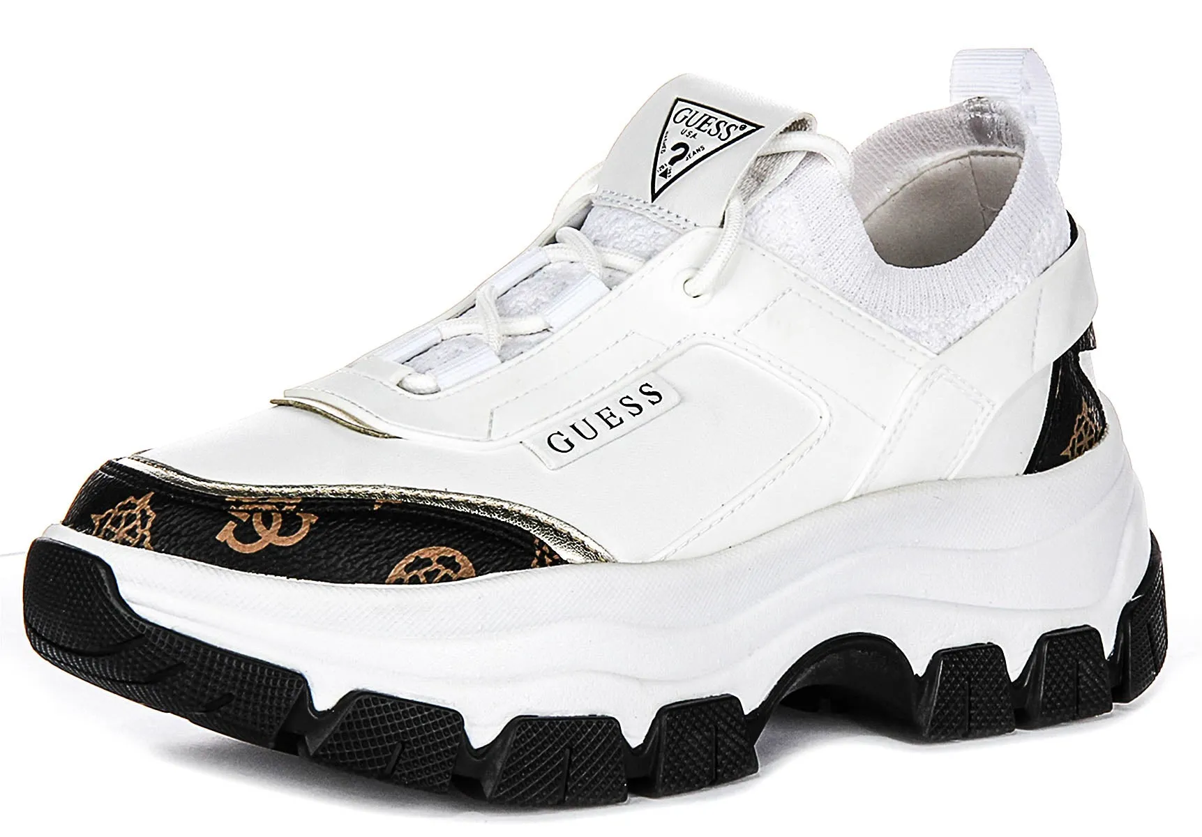 Guess Braydin Sneaker In White Brown For Women