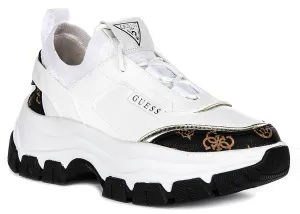 Guess Braydin Sneaker In White Brown For Women