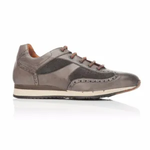 Hand Dyed Gunmetal Leather and Suede Trainer