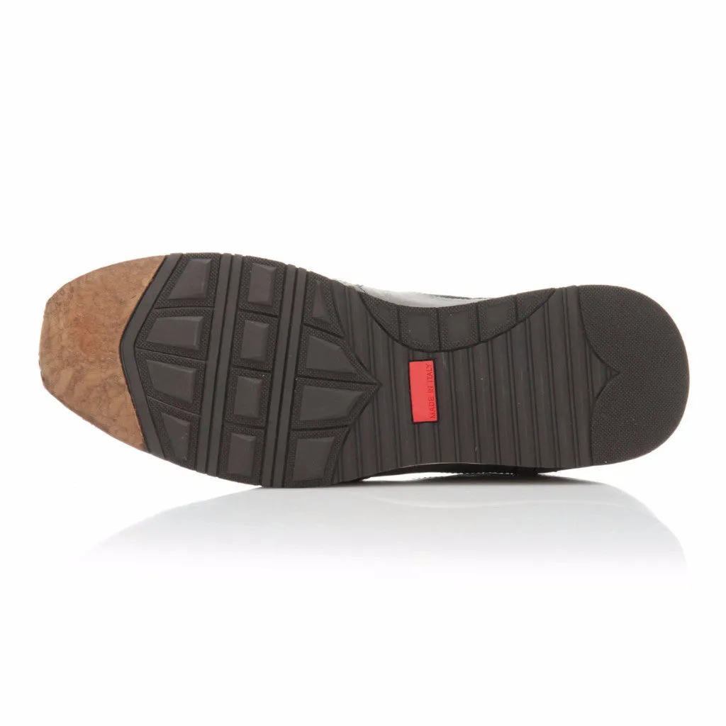 Hand Dyed Gunmetal Leather and Suede Trainer