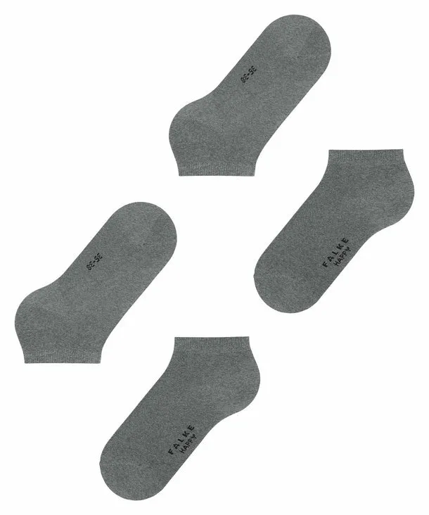 Happy 2-pack Dames Sneakersokken 46418 3390 L Grey Mel