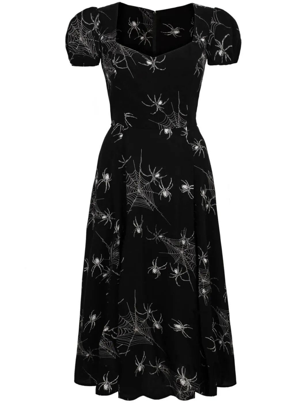 Hell Bunny Grungy Spider 50's Midi Dress Black