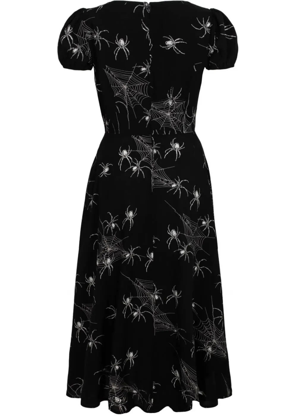 Hell Bunny Grungy Spider 50's Midi Dress Black