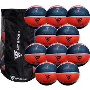 Hit Sport Trainer Basketball (10 Pack with Carry Bag) | Size 7 (Red)