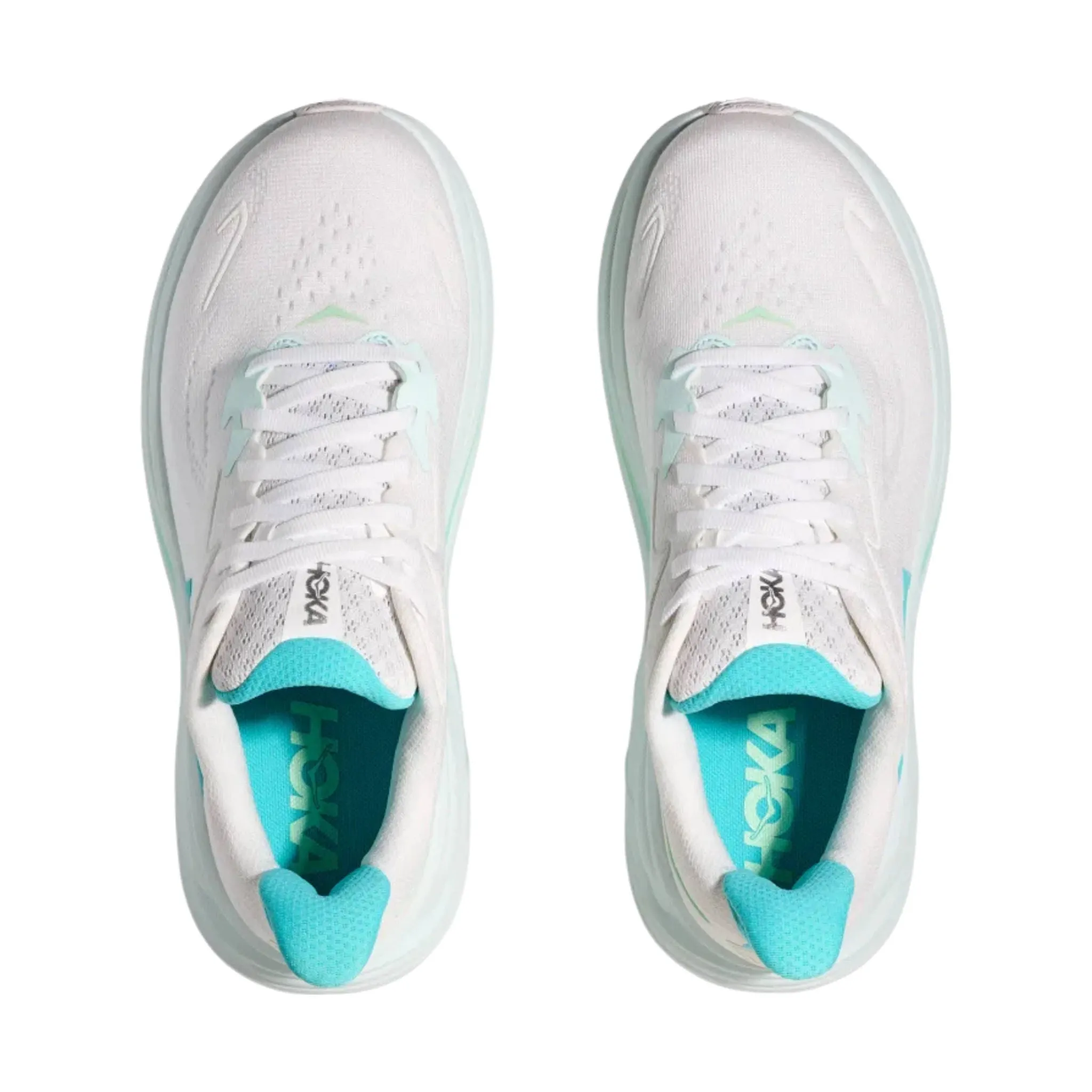 HOKA Women's Clifton 10 Running Shoes - White/ Cielo Blue