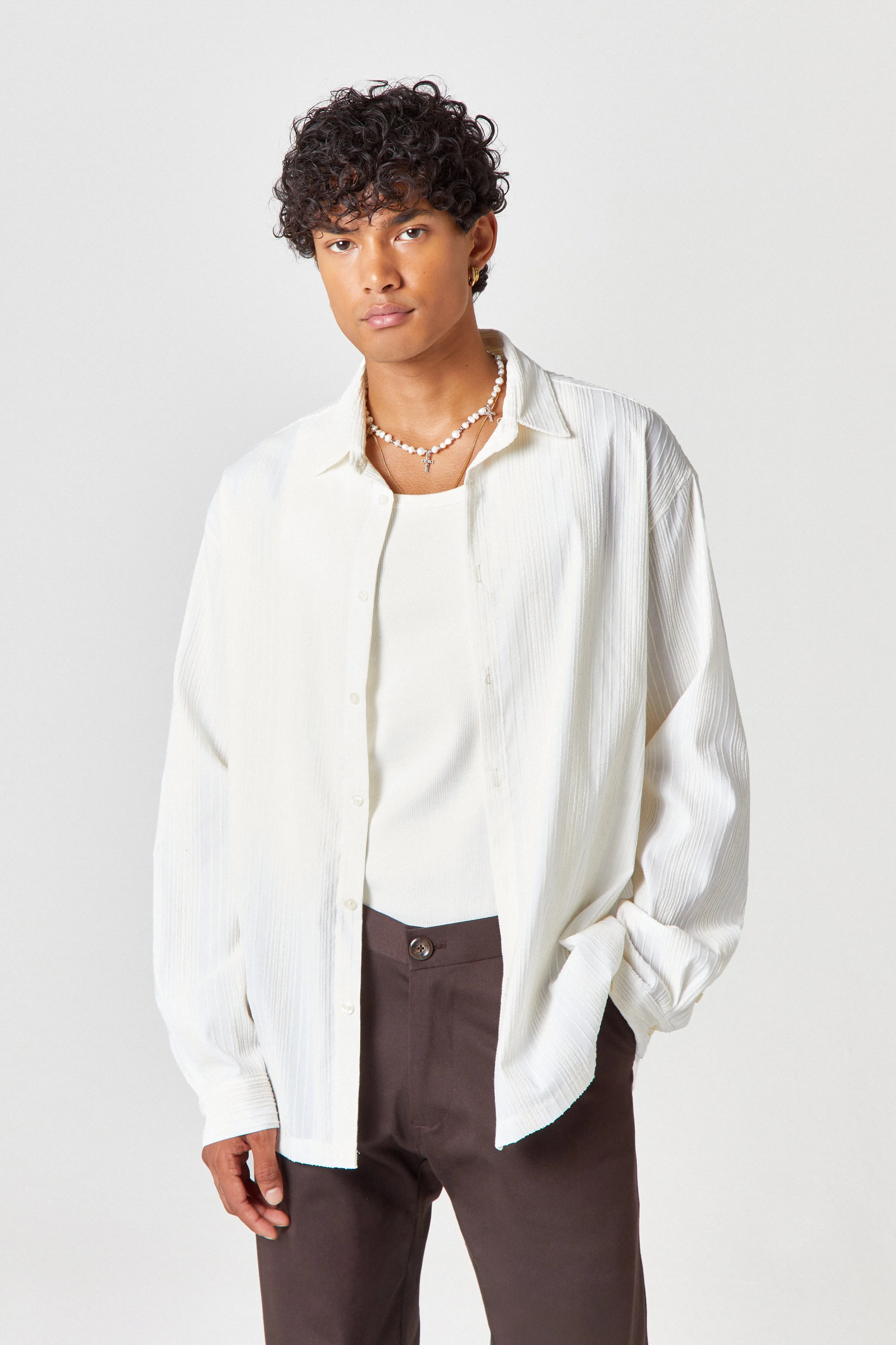 Homme Pinstripe Oversized Shirt