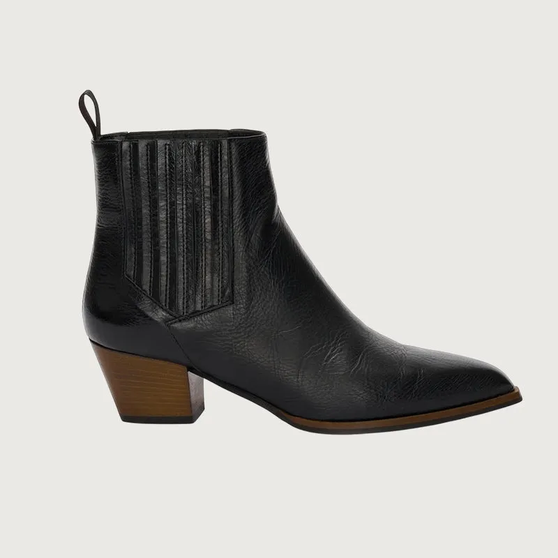Jane Galland Black Leather Ankle Boots