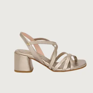 Jane Galland Gold Platinum Heeled Sandals