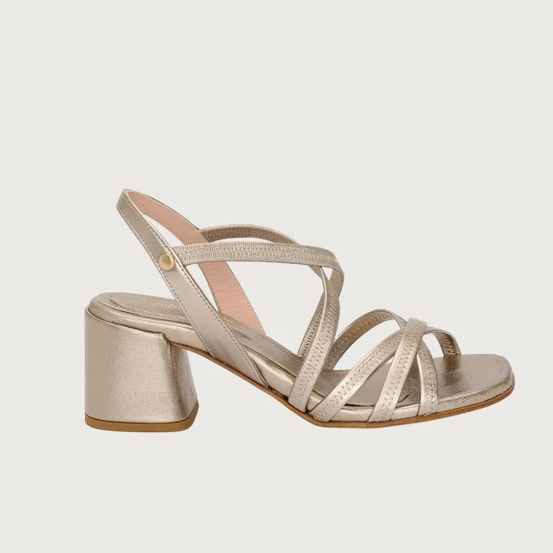 Jane Galland Gold Platinum Heeled Sandals