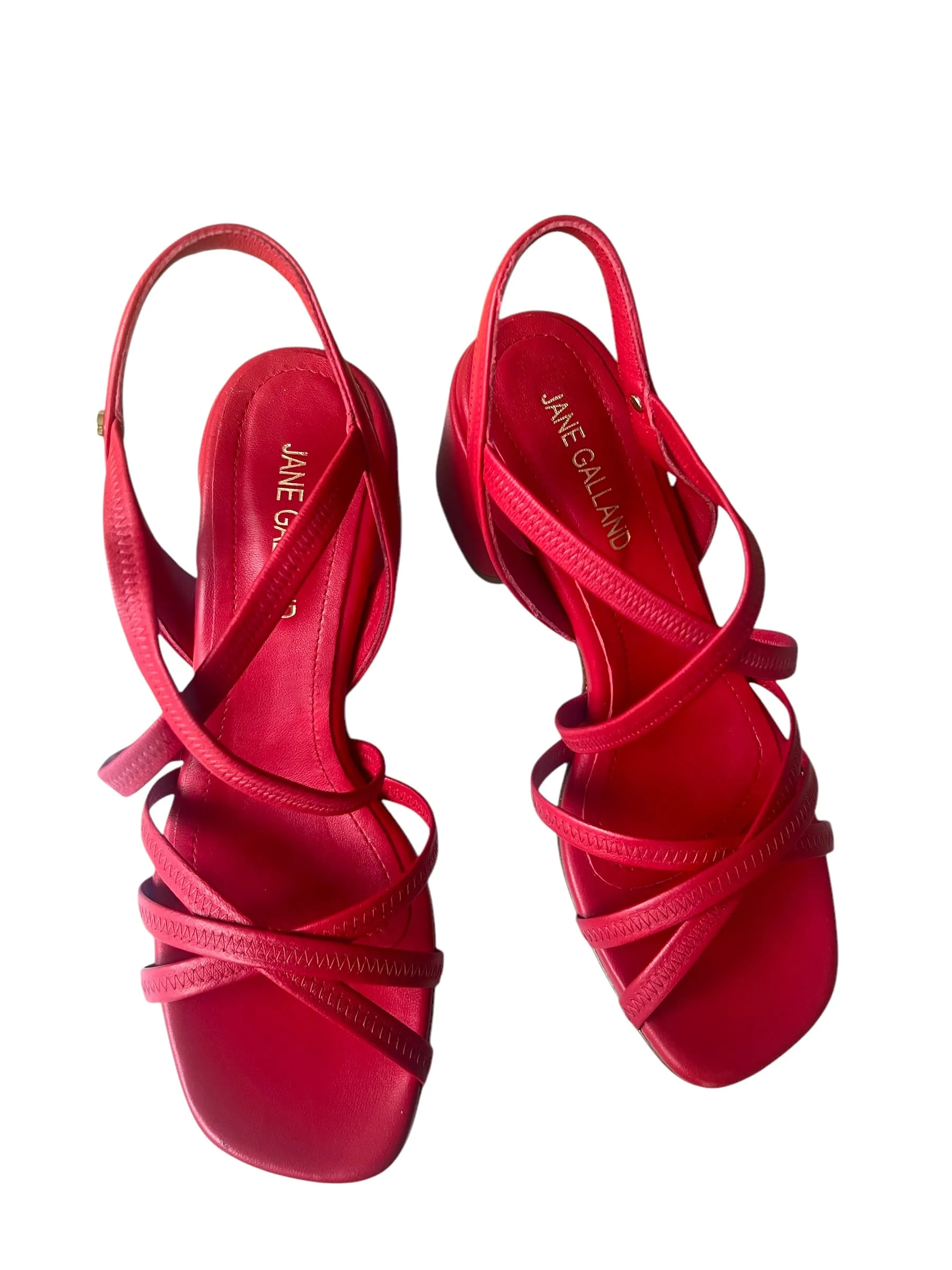 Jane Galland Red Leather Heeled Sandals