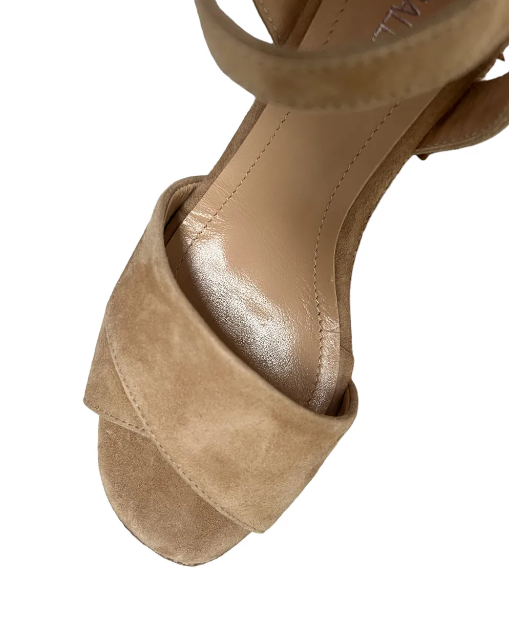 Jane Galland Sandals Juliette Taupe Suede Leather Platform Sandals