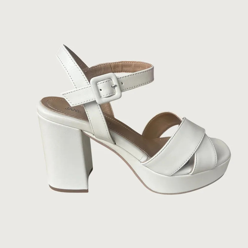 Jane Galland Sandals Juliette White Leather Platform