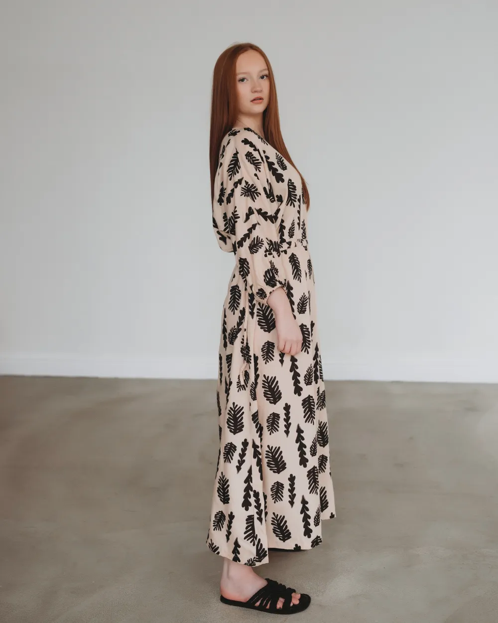 Kaya Cream Seaweed Print Maxi Dress