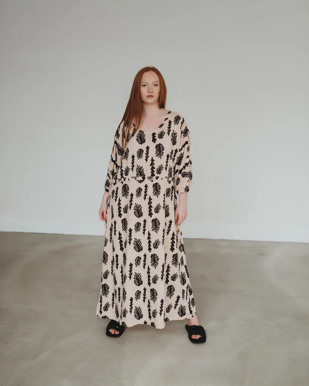 Kaya Cream Seaweed Print Maxi Dress