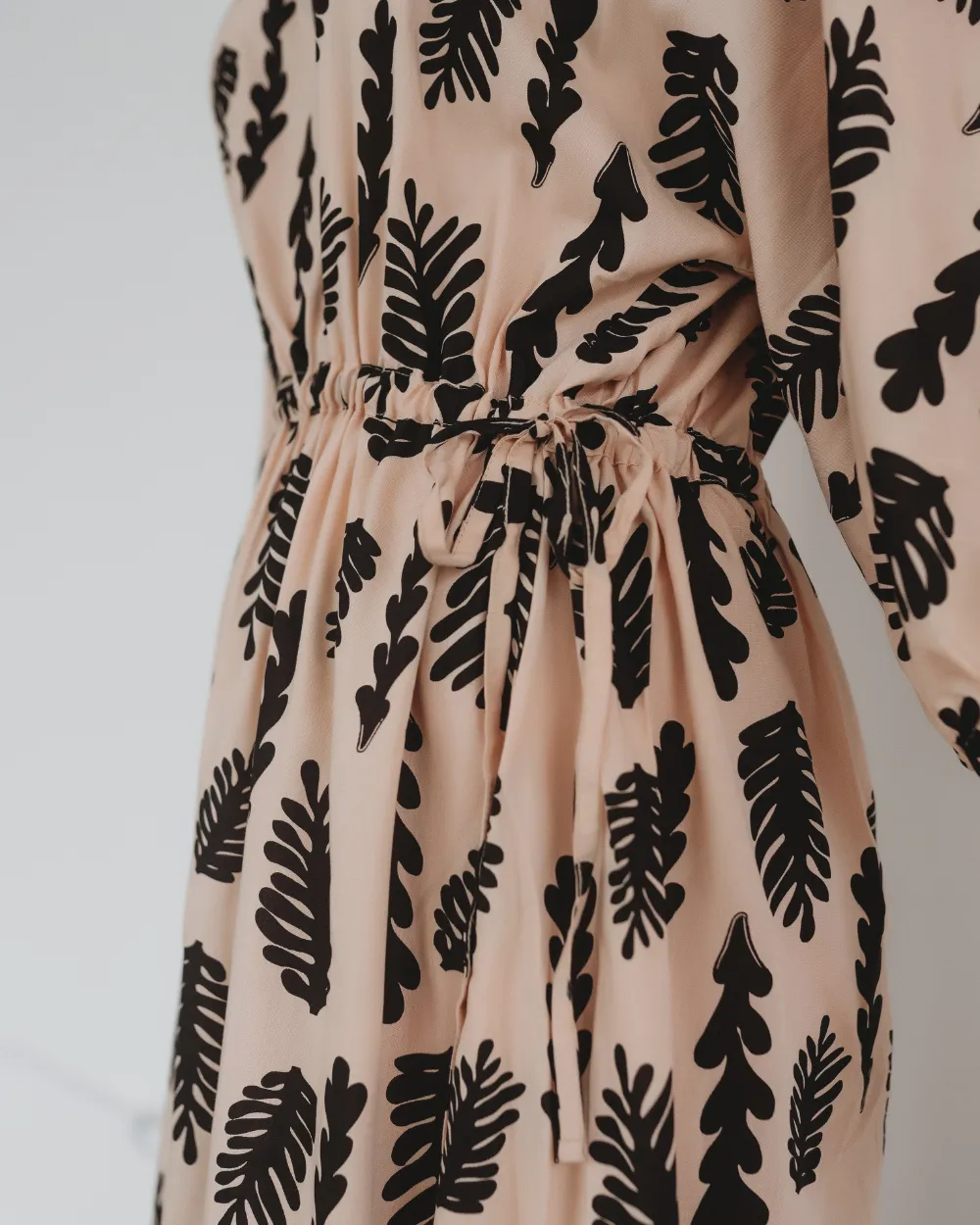 Kaya Cream Seaweed Print Maxi Dress