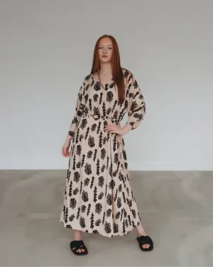 Kaya Cream Seaweed Print Maxi Dress