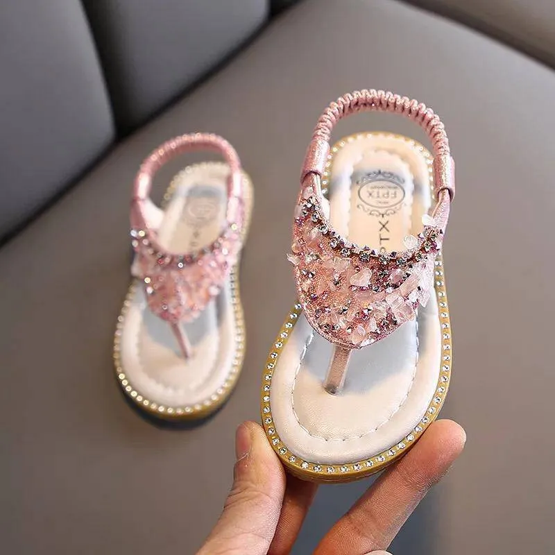 Kid Girls Flip Flop Crystal Sandals Shoes