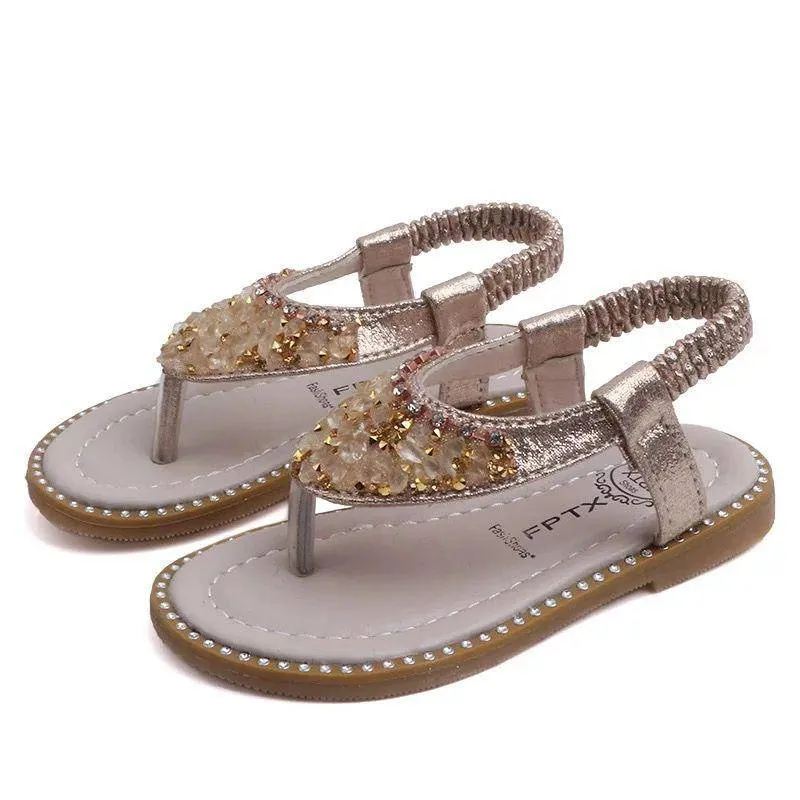 Kid Girls Flip Flop Crystal Sandals Shoes