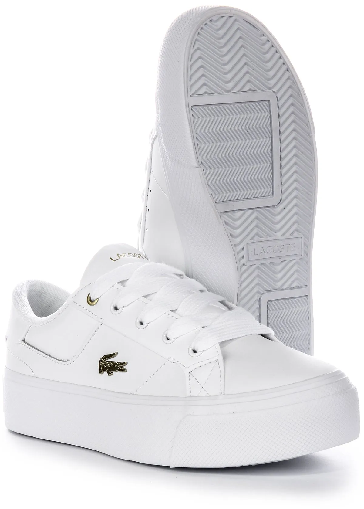 Lacoste Ziane Platform In White Gold For Women
