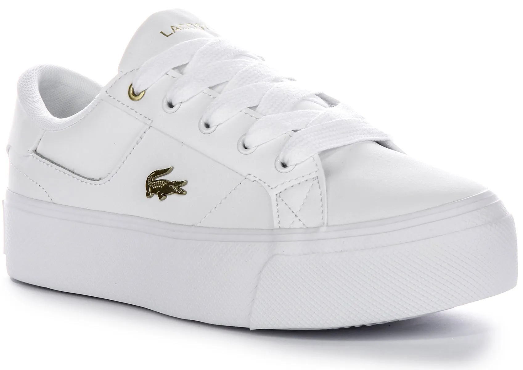 Lacoste Ziane Platform In White Gold For Women