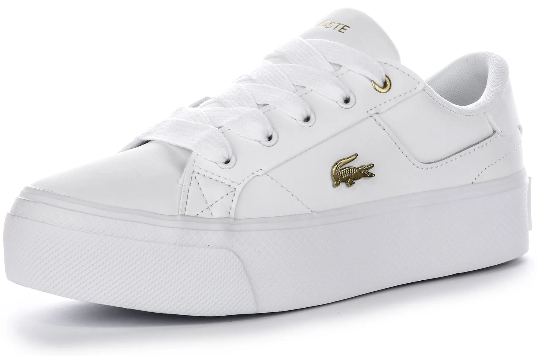 Lacoste Ziane Platform In White Gold For Women