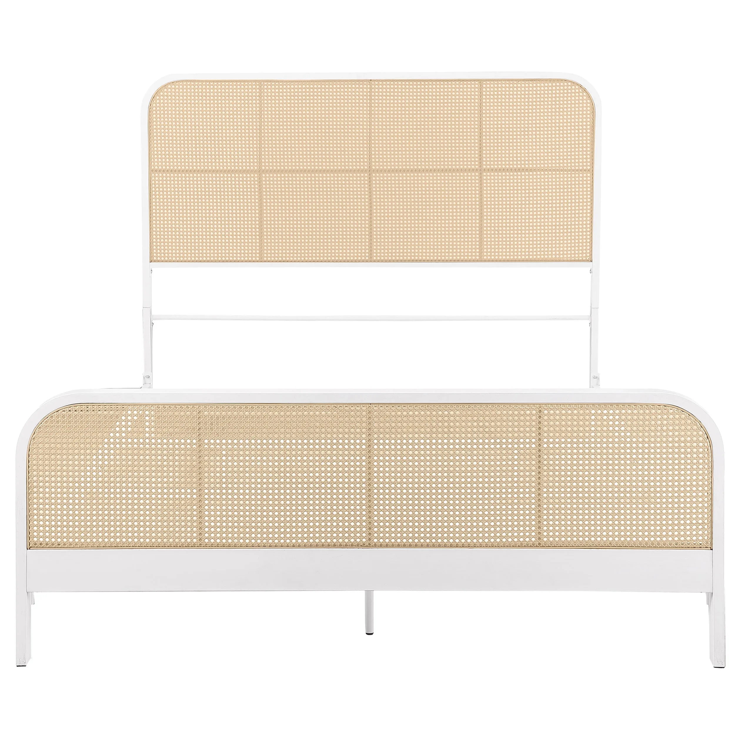 Lanewood Open Cane Webbing Metal Queen Bed White