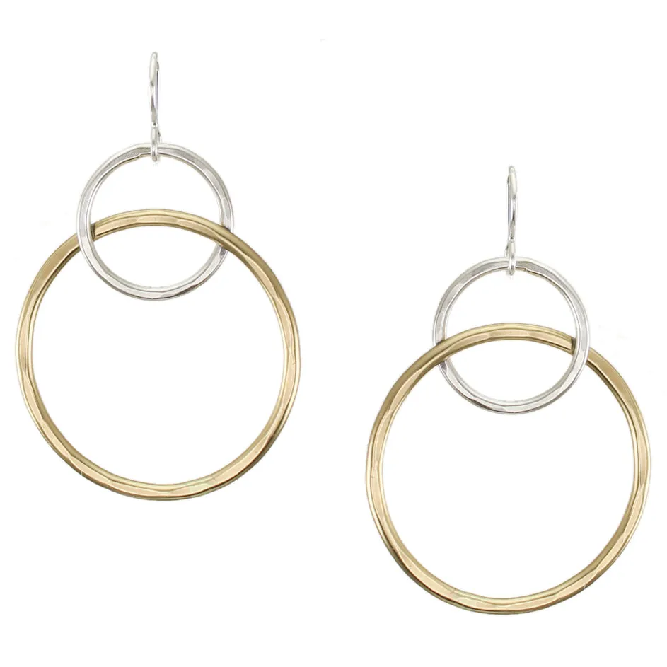 Large Intertwined Hammered Rings Wire Earrings