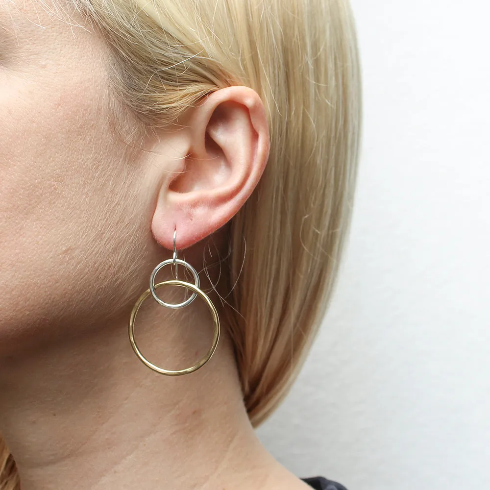 Large Intertwined Hammered Rings Wire Earrings