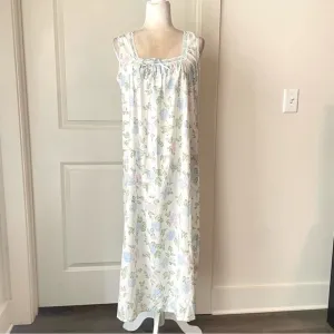 Laura Ashley 100% Cotton Pastels Floral Cottagecore Romantic White Nightgown