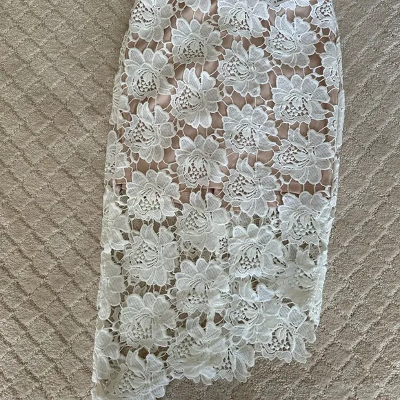 LF Elegant White Lace Skirt