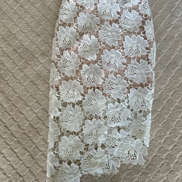 LF Elegant White Lace Skirt