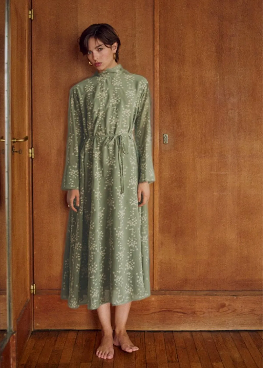 Long-Sleeve Embroidered Maxi Dress
