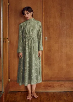 Long-Sleeve Embroidered Maxi Dress