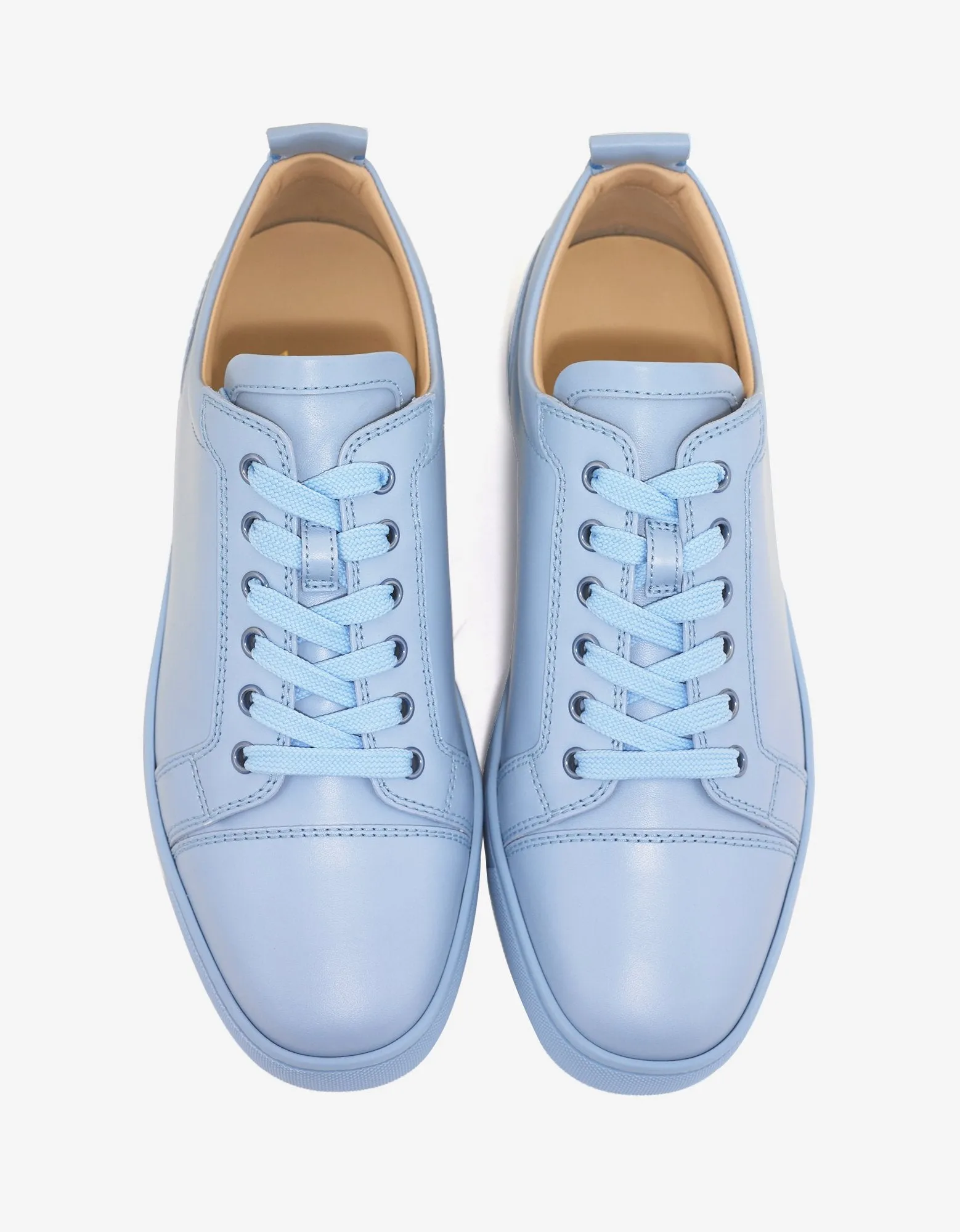Louis Junior Flat Sky Blue Leather Trainers -