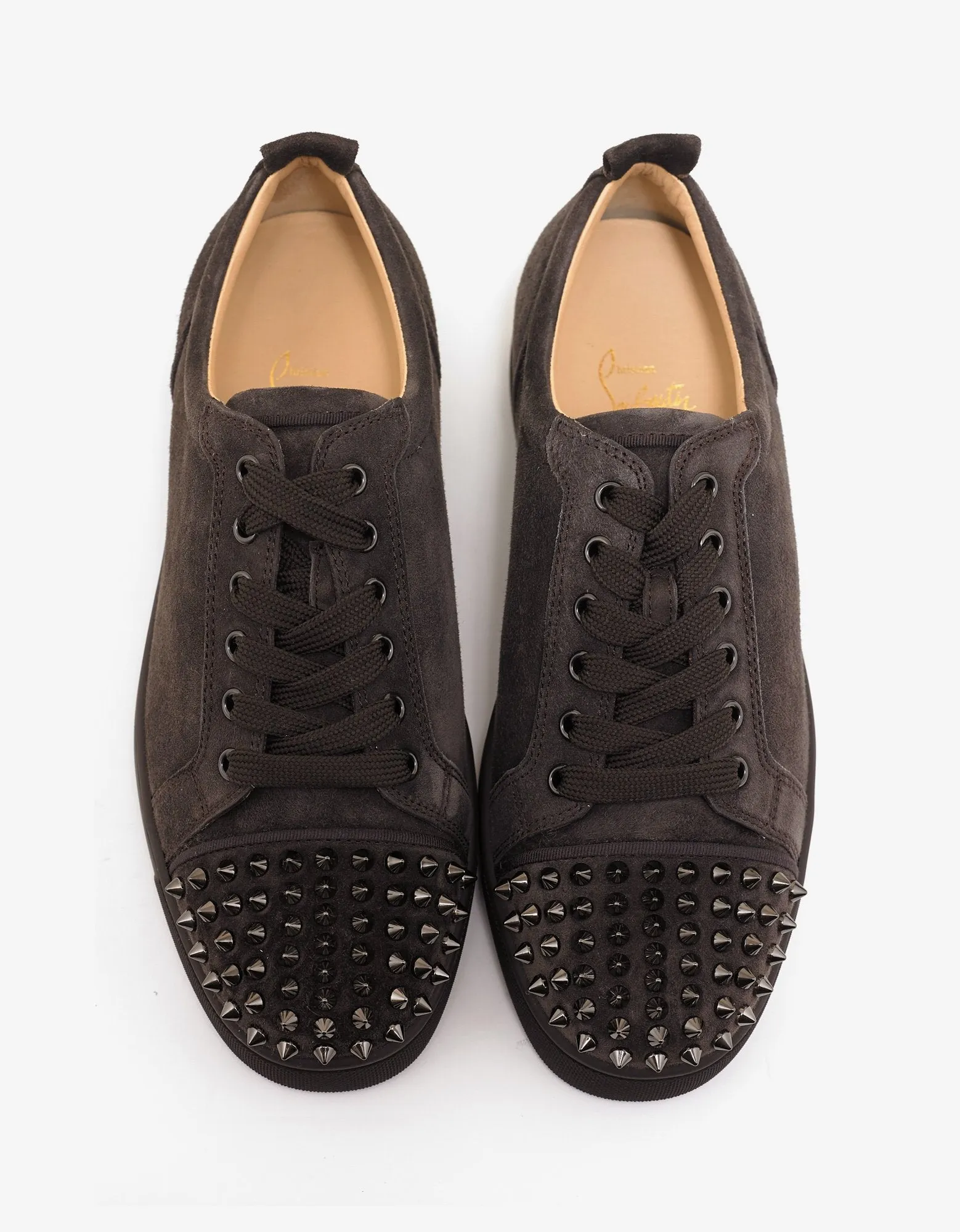Louis Junior Spikes Flat Réglisse Brown Suede Trainers -