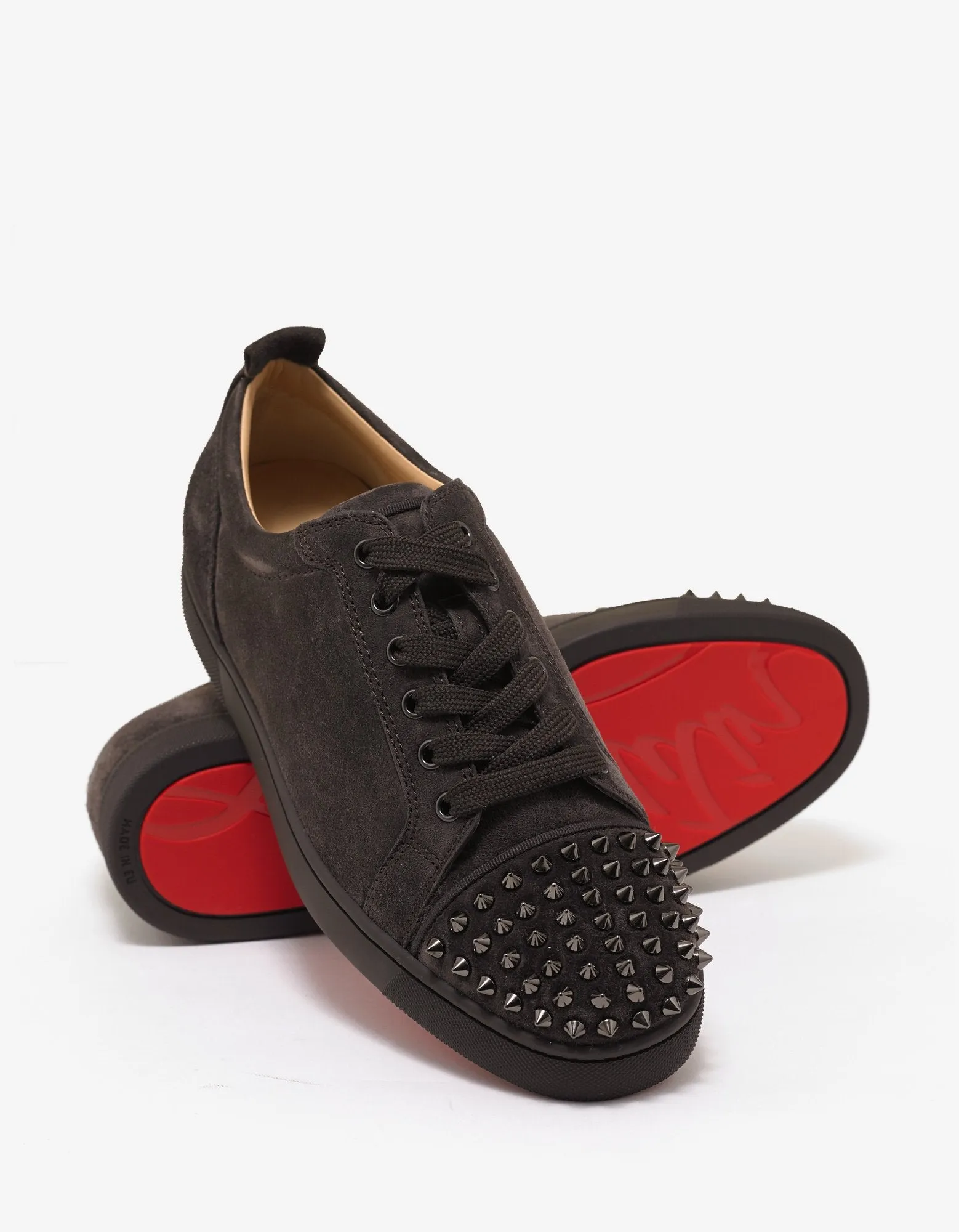 Louis Junior Spikes Flat Réglisse Brown Suede Trainers