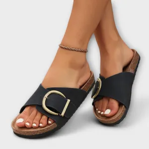 Margie - Women's Cork Slippers with Buckle Strap Design