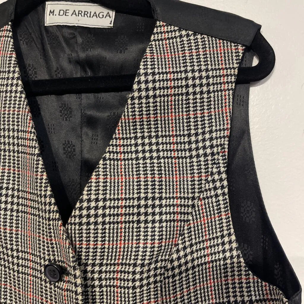 Marsha De Arriaga Black White Red Checked Vest