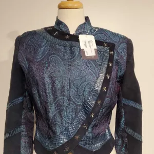 Marsha De Arriaga Navy Paisley Wester Jacket
