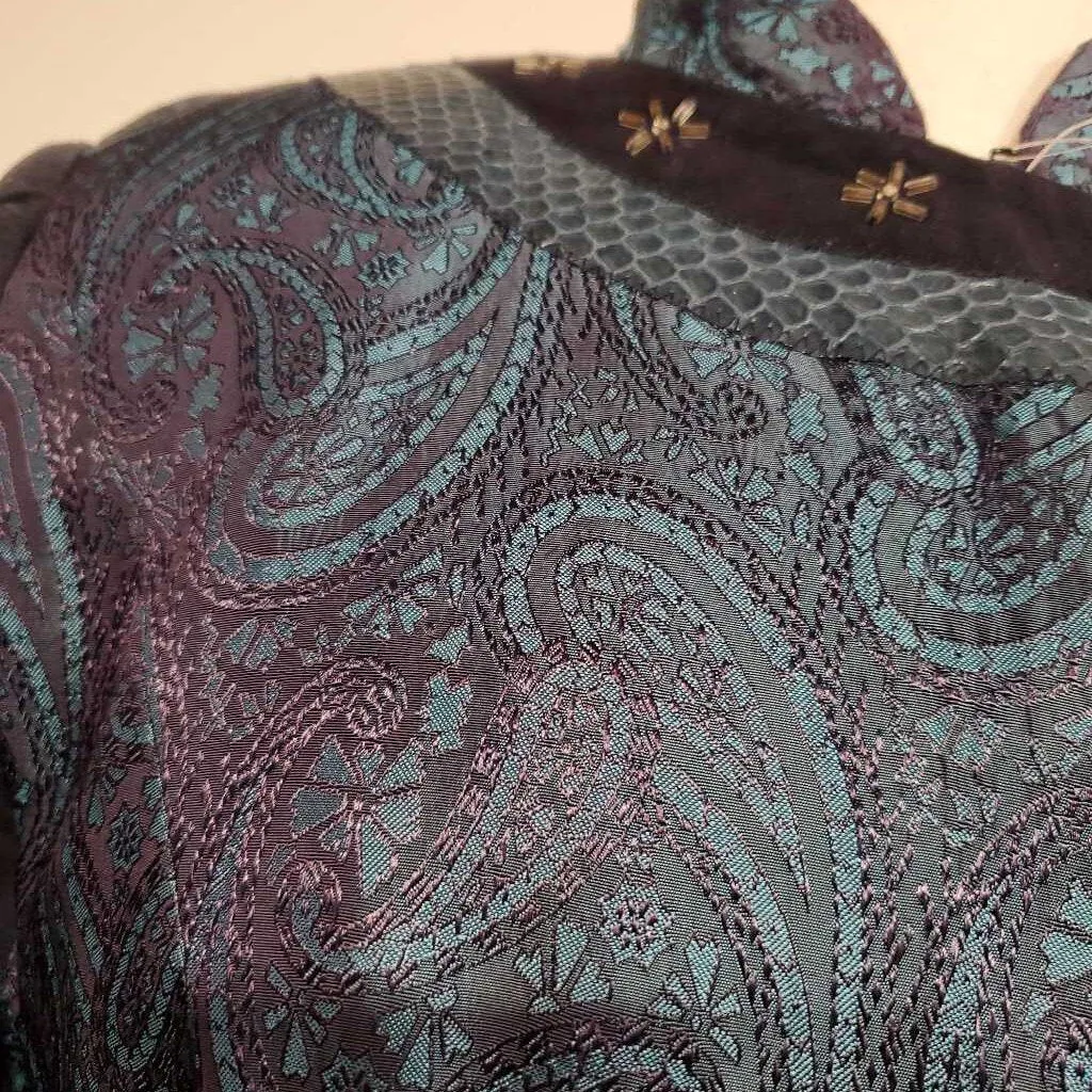 Marsha De Arriaga Navy Paisley Wester Jacket