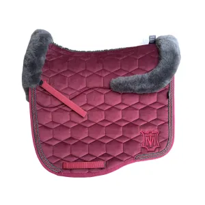 Mattes Eurofit Quilt Dressage Saddlecloth - Burgundy Velvet / Graphite Sheepskin